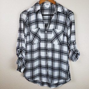 Express Portofino Black & White Button Down Shirt